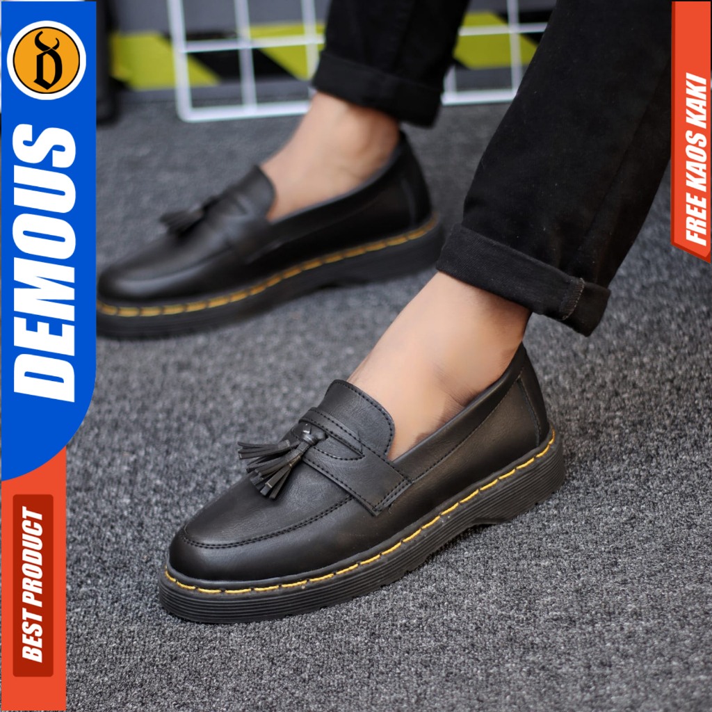 Sepatu Loafers Docmart Formal Pantofel Kerja Pria Hitam