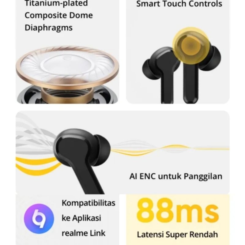 Realme Buds T100 TWS Bluetooth Headset Garansi Resmi