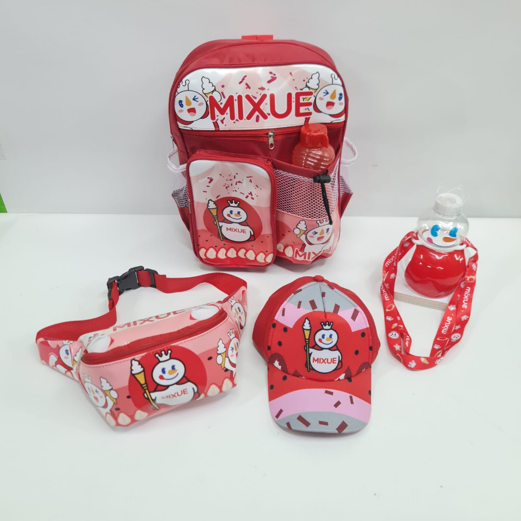 &quot;aurabagss&quot; - Beli 1 Dapat 5 Tas Anak Paket Set 5 In 1 Ransel Sekolah Anak PAUD TK SD Motif &quot;ICE CREAM MIXUE&quot; Terbaru Backpack Karakter Anak Unisex Viral Murah meriah