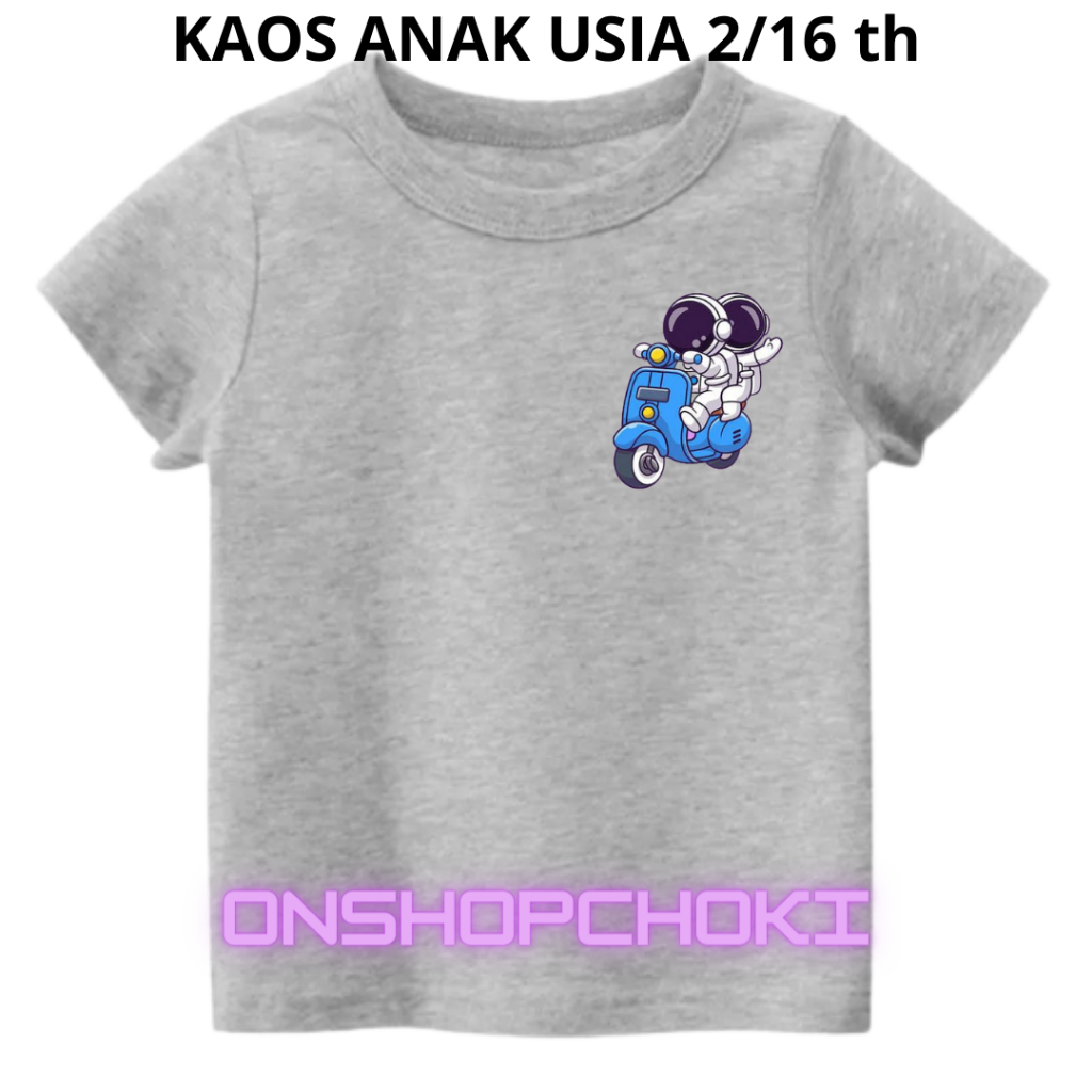 Kaos anak Laki Laki Unisex Gambar Astronot usia 2-16 th Kaos Oblong anak pakaian anak-anak