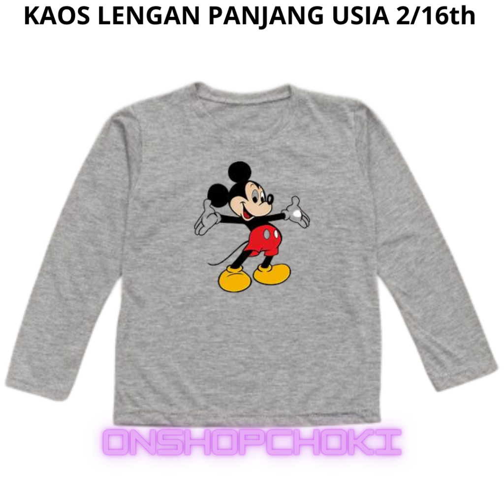 Kaos Anak Anak Lengan Panjang Gambar MEKY Unisex Cowok Cewek Usia 2-16th Kaos oblong anak lengan panjang