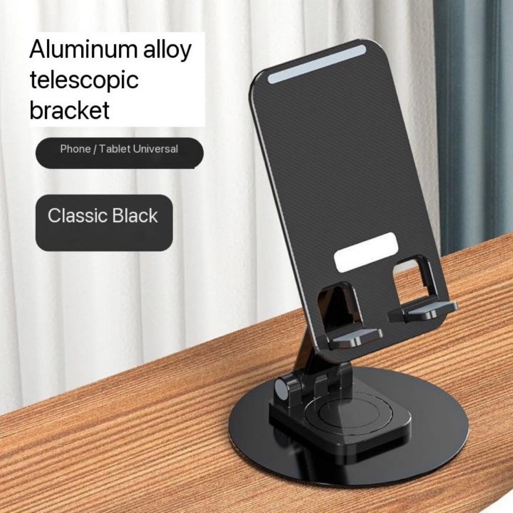 xqxm desktop phone holder standing lapisan dasar aluminium dengan bunyi rotasi mechanical 360 derajat super kuat cocok untuk hp dan tablet