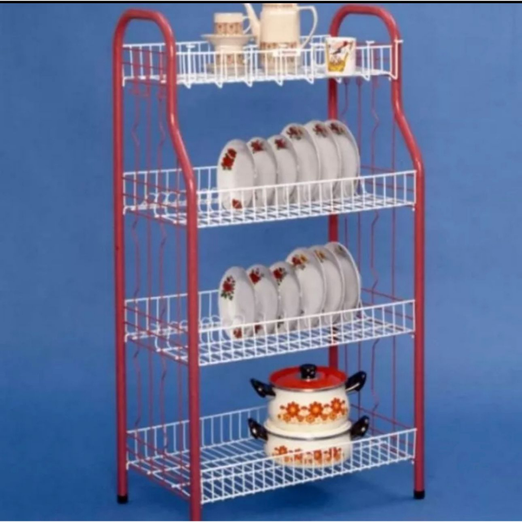 Rak piring besi susun 4 kualitas import/rak piring viral/rak piring berdiri /wadah penyimpanan pirin