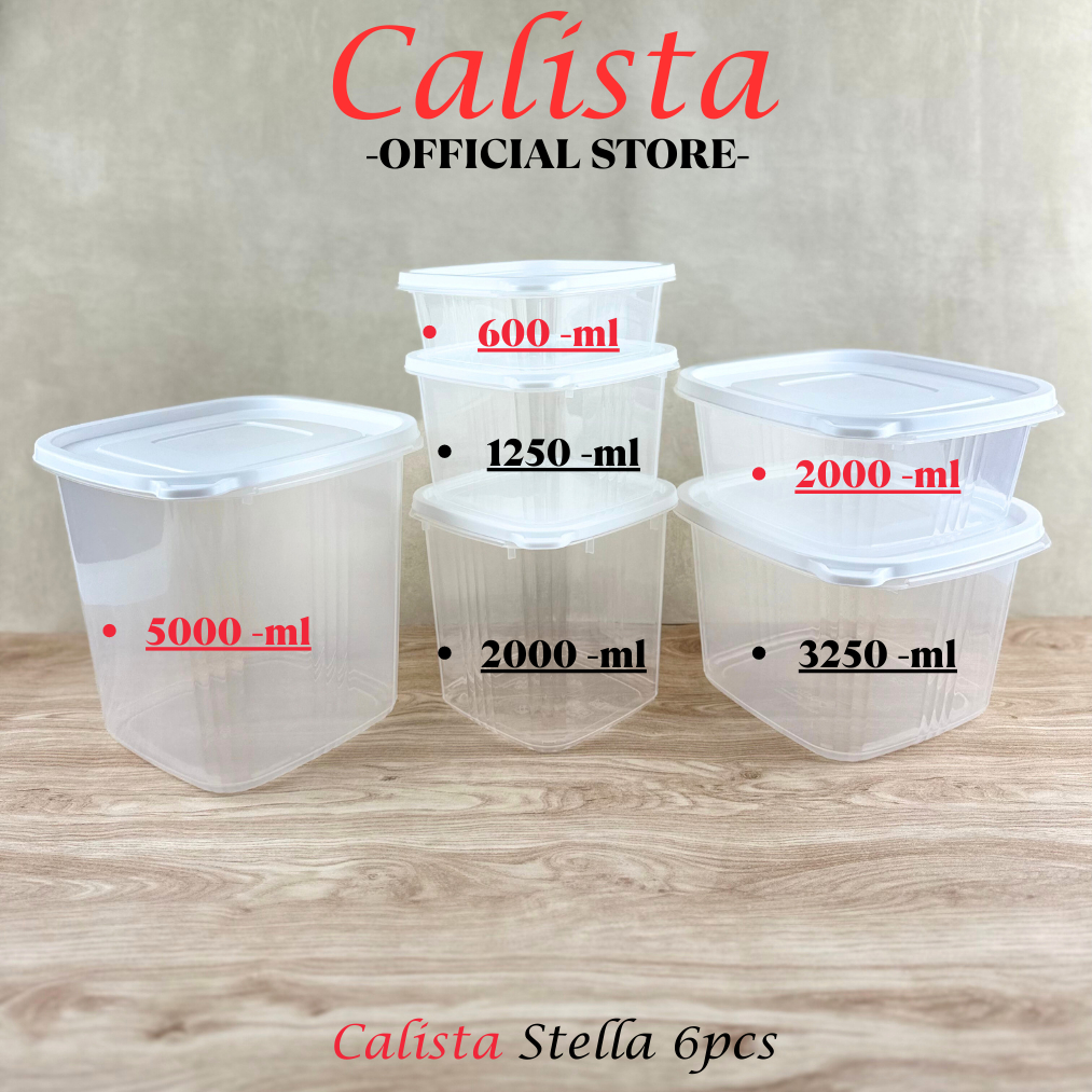 [ CALISTA ] TOPLES SET PLASTIK BENING CALISTA STELLA PUTIH SET ISI 6PCS FOOD CONTAINER PREP PREPARATION KULKAS SET TEMPAT WADAH KOTAK PENYIMPANAN MAKANAN TOPLES CALISTA KUE KERING LEBARAN SET