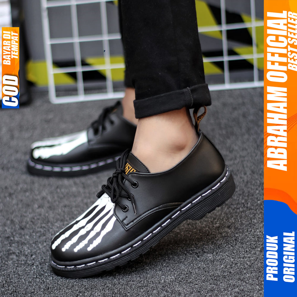 Sepatu Docmart Low Boot Formal Pantofel Hitam Kerja Pria Abraham