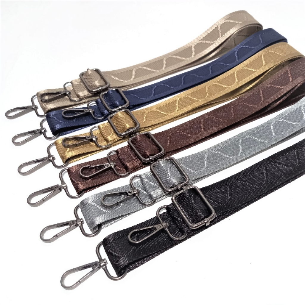 Strap Tali Tas Selempang Nyilon Pengait Besi Hitam
