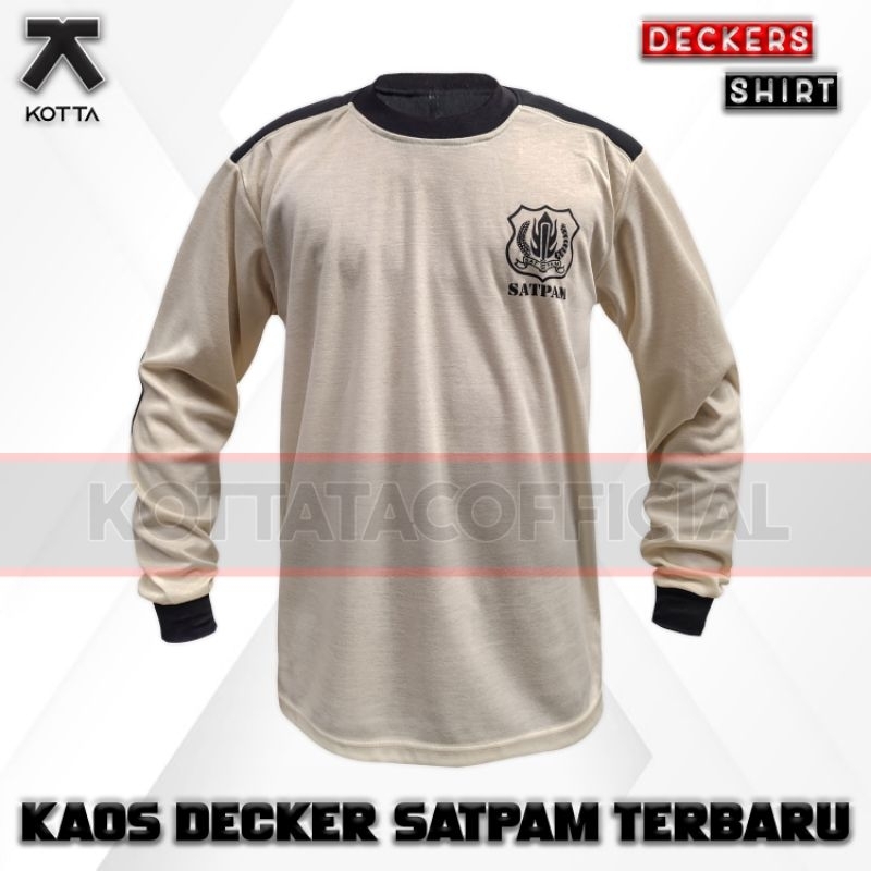 BAJU KAOS DECKER SATPAM SECURITY KREM CREAM LENGAN PANJANG TERBARU