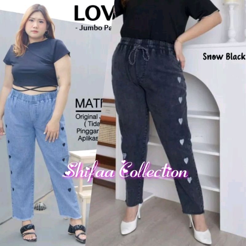 Celana Luna Bordir Soft Jeans BB 60-80 kg /Jumbo