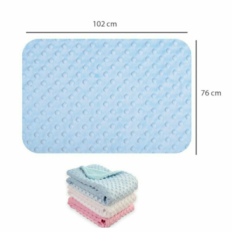 Selimut Bayi Fleece Bubble Minky Dot  102x76cm Warna Polos | Baby Blanket Newborn