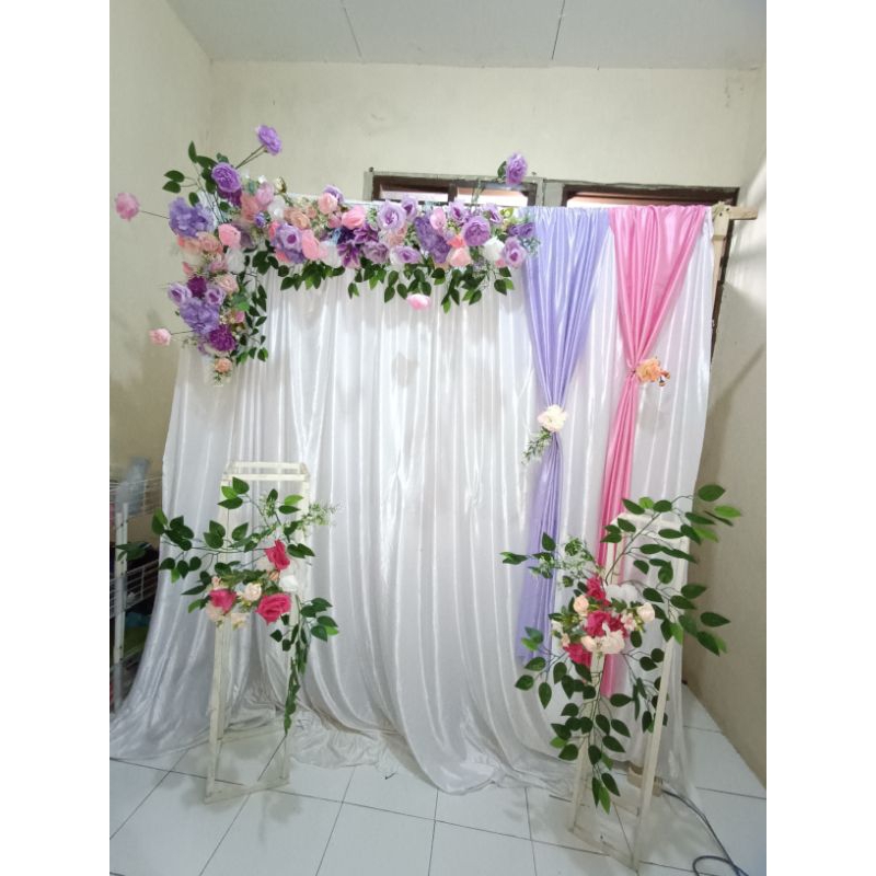 paket dekorasi bunga lamaran backdrop tunangan akad pernikahan