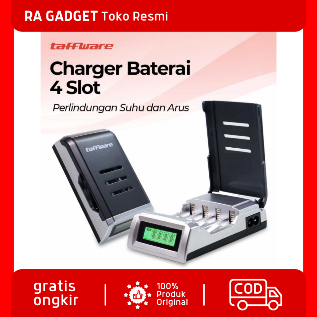 Charger Baterai Smart Battery Charger Layar LCD 4 Slot / Alat Cas Casan Pengisi Daya Batu Baterai Ab