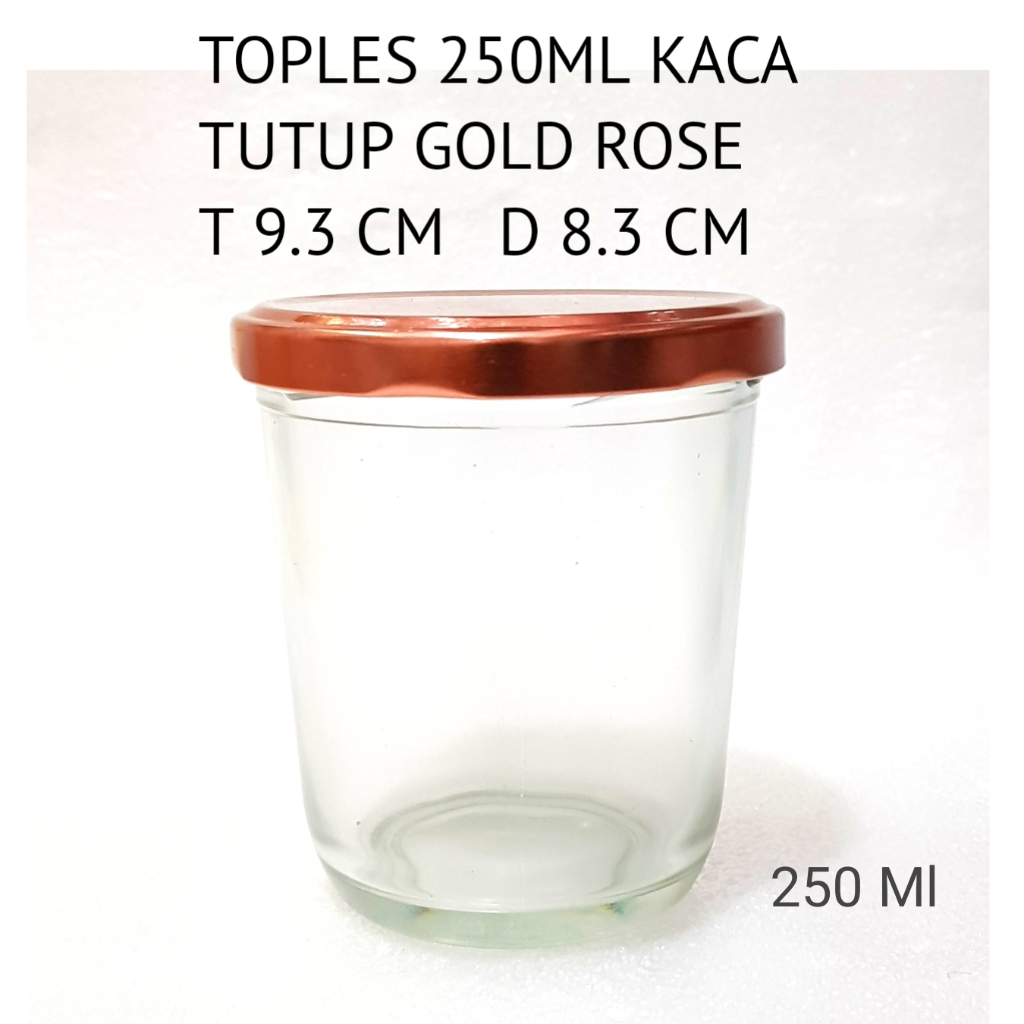 250ML Toples Kaca Tutup goldrose / Toples kaca Bumbu dapur 250ml ( BA-36) JU250