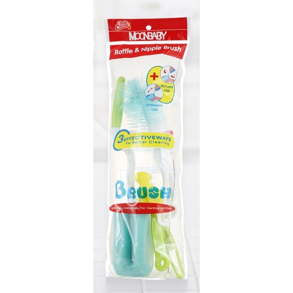 LIN131 - MOONBABY 5in1 Sikat Pembersih Botol Susu Bayi Spons Pembersih Botol Pembersih Botol Bottle &amp; Nipple Brush