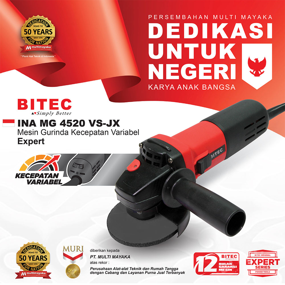 BITEC - MESIN GERINDA LISTRIK EXPERT 520W PENGATUR KECEPATAN GRINDER - INA MG 4520 VS-JX - GARANSI RESMI 1 TAHUN