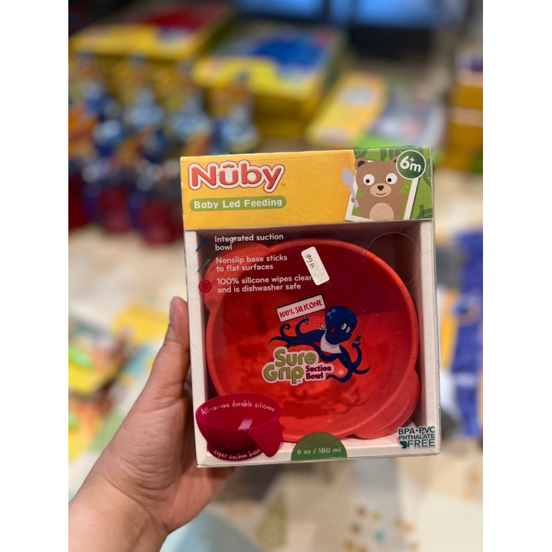 Nuby sure grip suction bowl - mangkok silicone 180ml