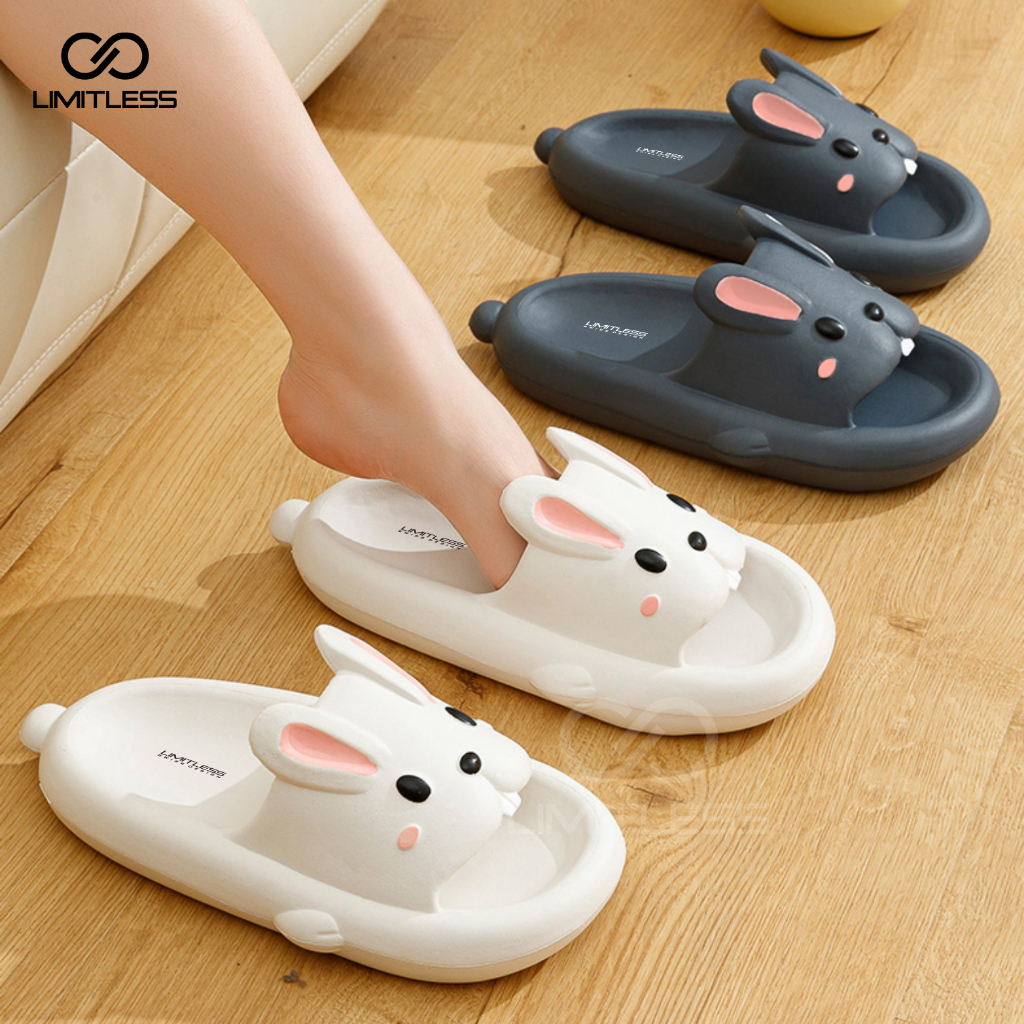 Sandal Selop Kelinci Wanita Casual BUNNY Korean Style Sendal Rabbit Cewek Slip On Sandal Kelinci Empuk Nyaman