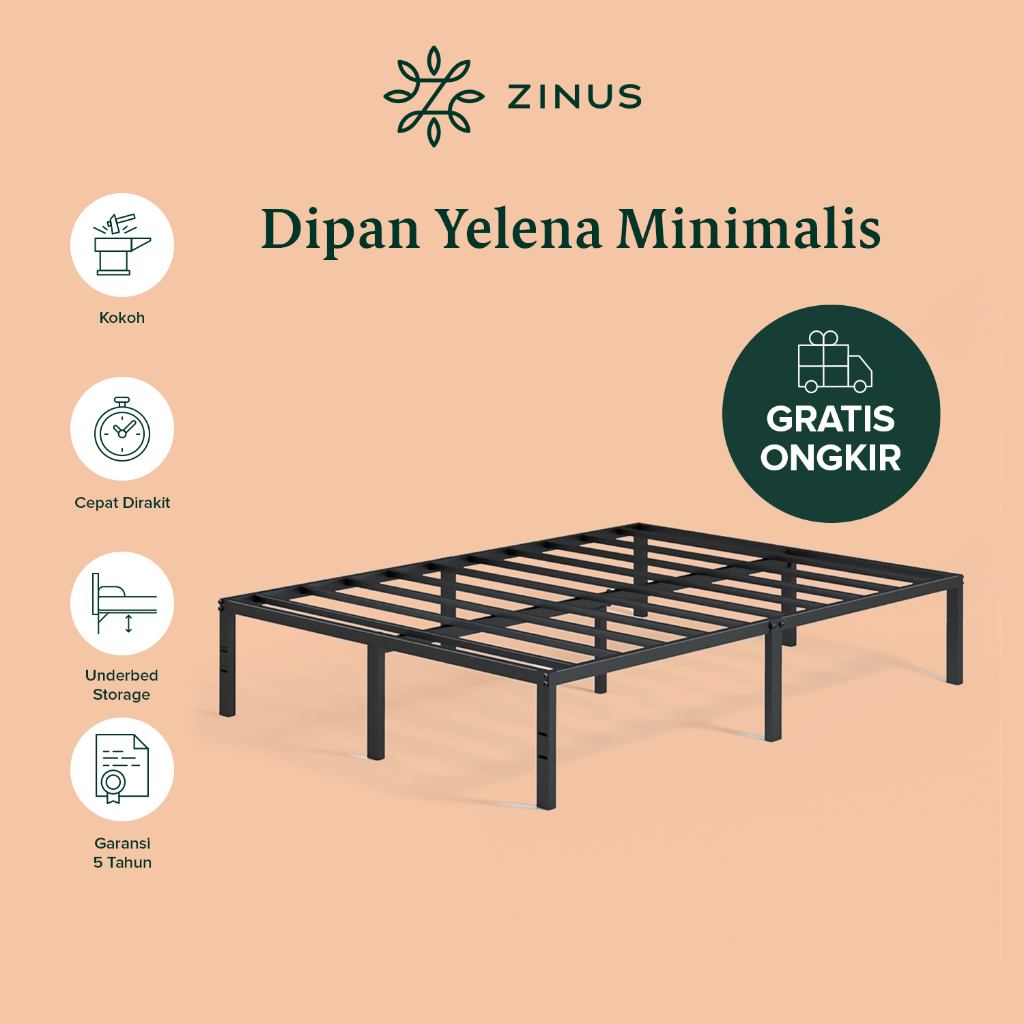 Tempat Tidur Dipan Zinus Yelena / Design Klasik / Besi / DIY / Bed In a Box