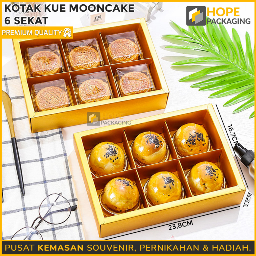 Packaging Kotak Kue Mooncake 6 sekat Size : 23.8x16.7x5.2cm Box Kue Hadiah Souvenir Ulang Tahun Wedding Dus Snack