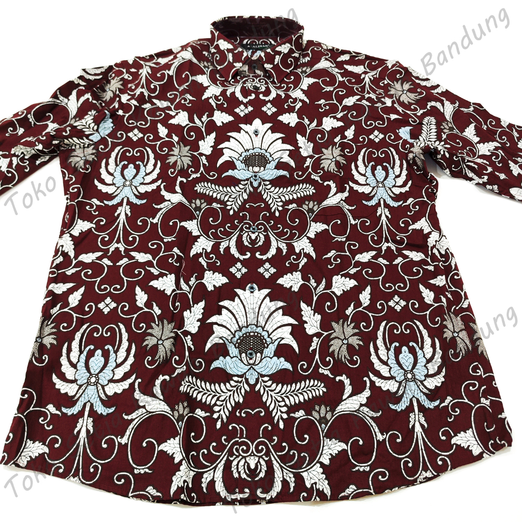 Kemeja ALISAN Corak Batik Print SLIM Fit Lengan Panjang ( Size 16 ) - MERAH