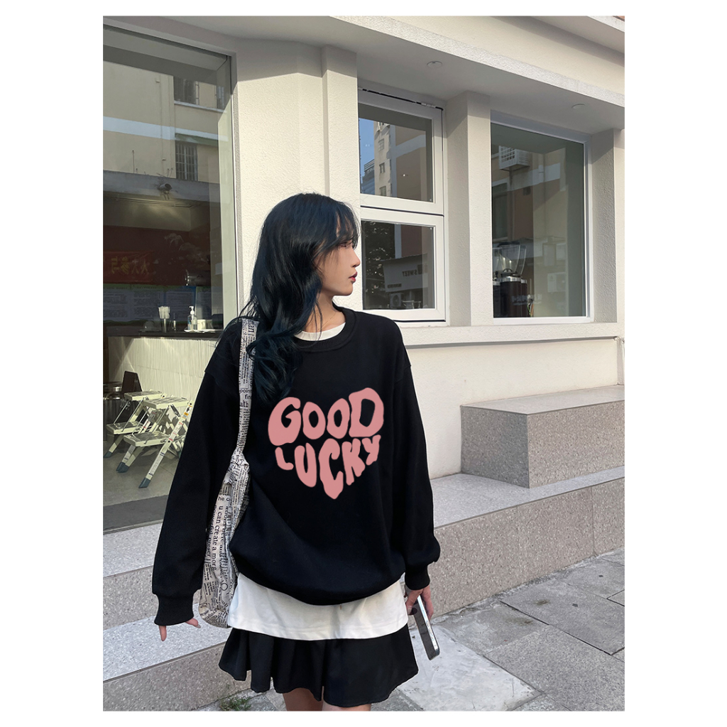 XiaoZhaiNv Korean Style Letter Heart Pattern Lengan Panjang Baju Sweater Wanita A0145