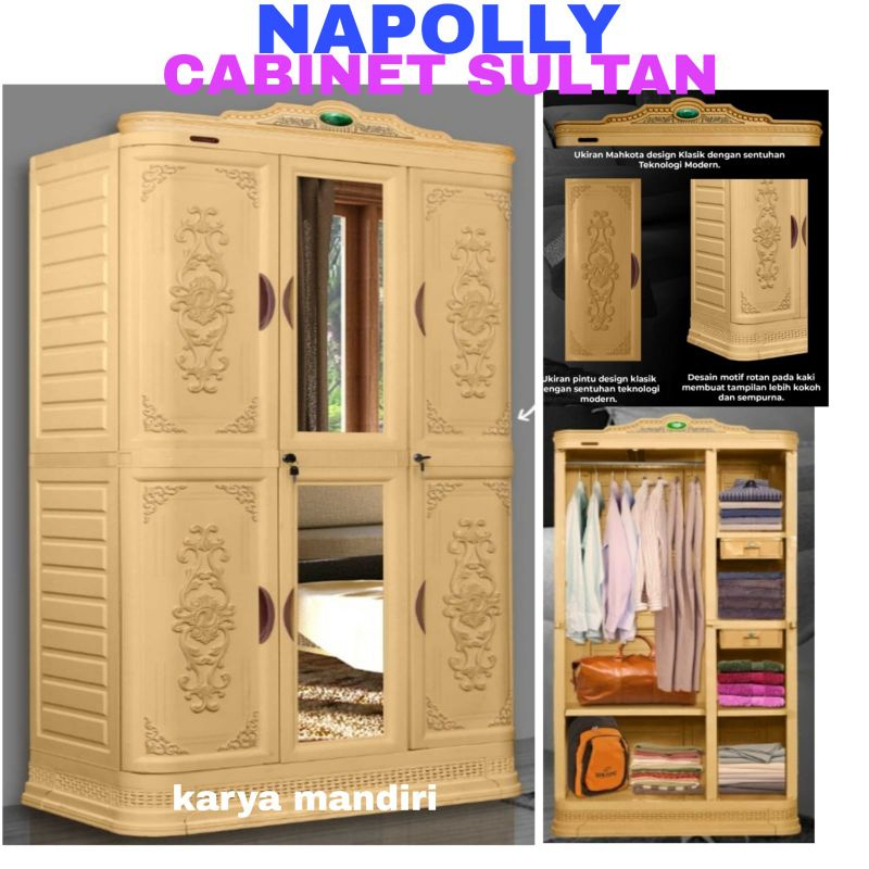 NAPOLLY LEMARI PAKAIAN PLASTIK CABINET SULTAN MAHKOTA CABSULTA 388 2CK