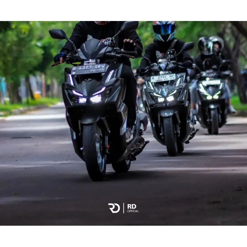 Visor variasi vario 125 150 old led vario 160 new esp bahan anti pecah warna hitam &amp; carbon celup free lem 3m dobel tape perekat