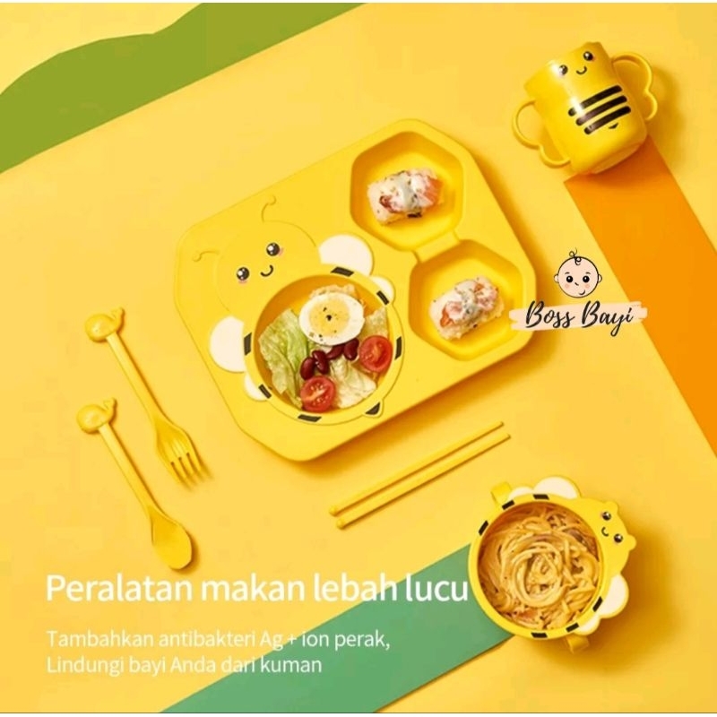 BOSS BAYI - Set Alat Perlengkapan Makan Lucu Motif Lebah