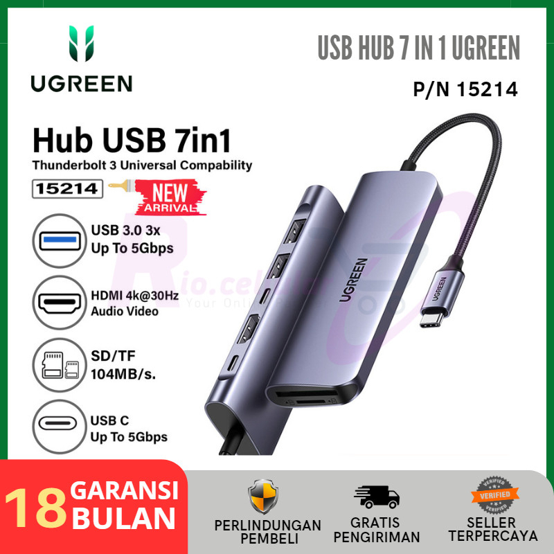 UGREEN USB HUB Type C 7 IN 1 HDMI SD Card Type C USB 3.0 5Gbps 4K 30hz