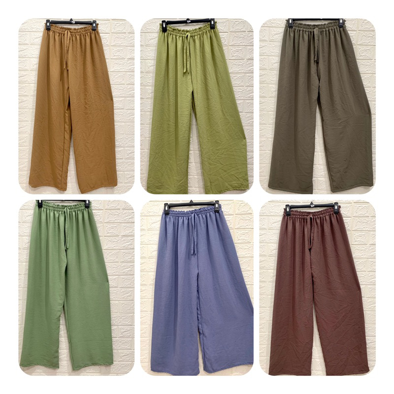 Celana Kulot Crinkel Airflow / Kulot Polos/ Kulot Panjang / Kulot Bali