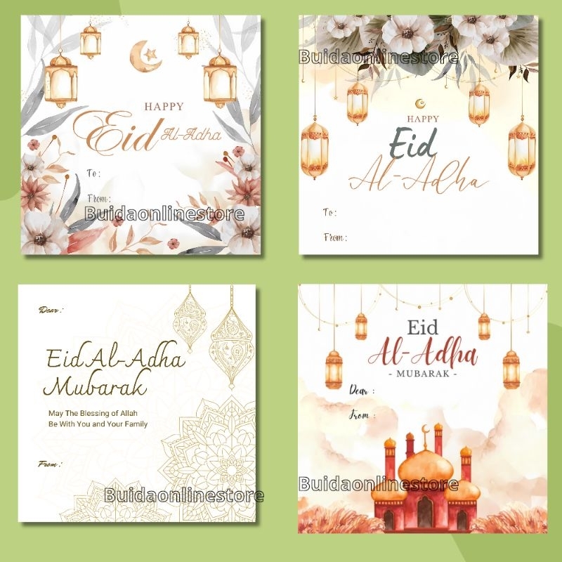 

Kartu Ucapan Stiker Selamat Hari Raya Idul Adha happy eid al-adha dekorasi kemasan hampers to from dear dari kepada hiasan parcel hantaran bingkisan daging bisa custom nama tulisan sticker toples mika plastik bungkus paperbag kantong 15x15 9x9 7x7 cm