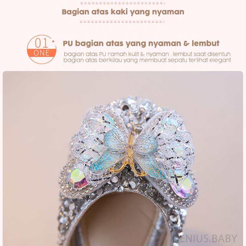 Sepatu pesta anak perempuan party shoes glitter pita bling bling