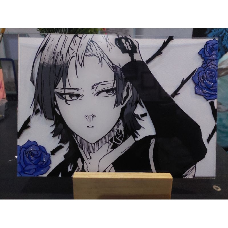 Glasspainting Anime Michael Kaiser ukuran A5