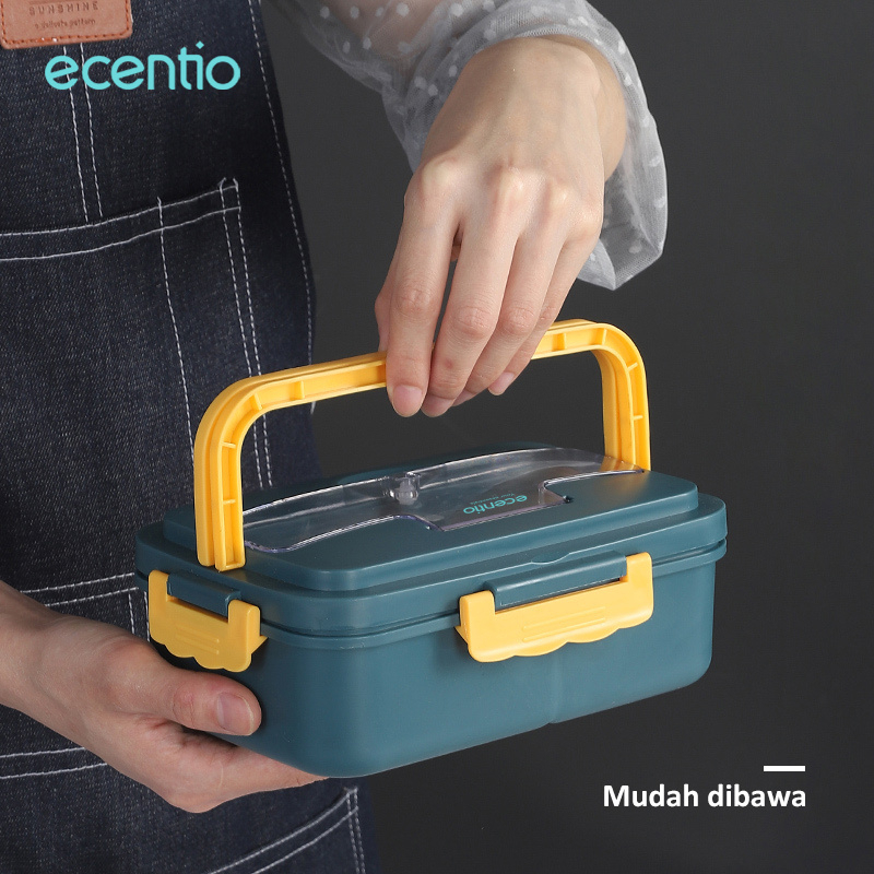 ecentio Tempat Makan Set Free Alat Makan Cangkir Sup Kotak Makan Anti Tumpah Lunch Box tempat makan bekal 1000ml+330ml