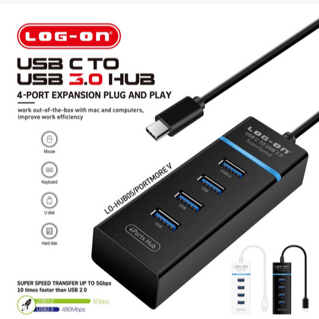 ITSTORE LOG ON PAKET MOUSE WIRED USB LO-M200+USB HUB 3.0 4PORT HIGH POWER SPEED