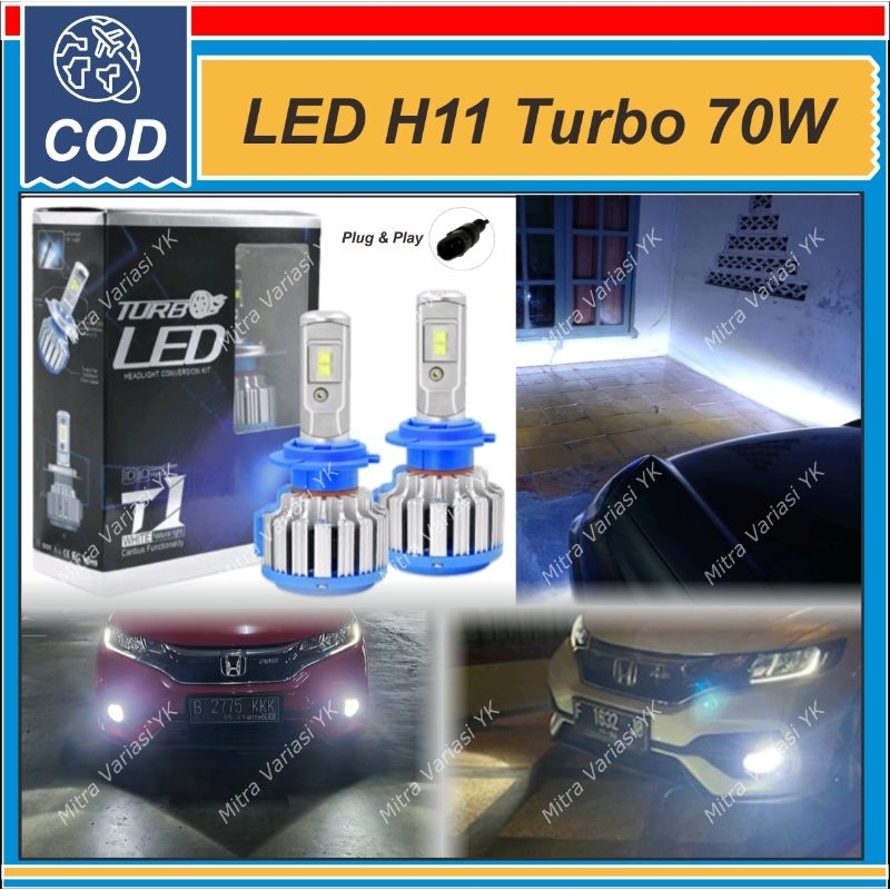 LAMPU FOGLAMP KABUT BUMPER  H11 SUPER TERANG LED TURBO T1 70 WATT PUTIH HEMAT DAYA (BISA UNTUK LAMPU