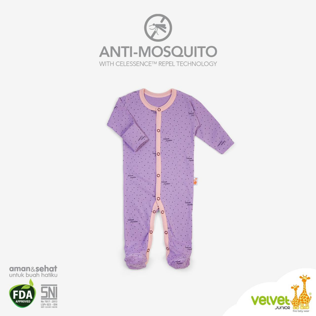 Velvet DreamWear Anti Mosquito  Sleepsuit  - Jumsuit Bayi Tutup Kaki