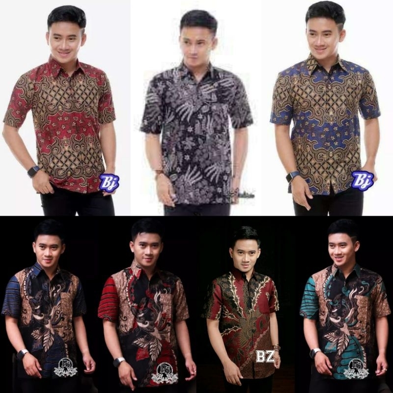 HEM BATIK - Baju Batik Pria Lengan Pendek Motif Manggar Termurah Size M, L, XL, XXL