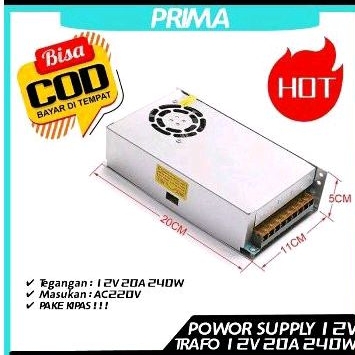 Power Supply 12V 20A 360W Output Power and 220V Input Voltage