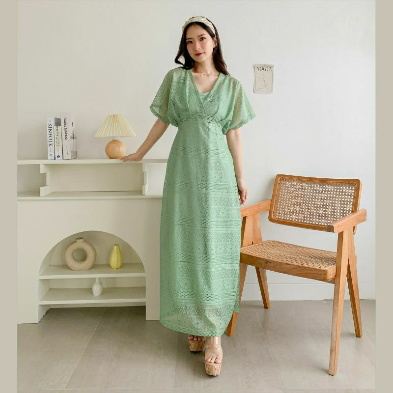 DRESS SAFIA 2IN1 / FASHION MUSLIMAH / DRESS KE PANTAI / BISA COD / DRESS POLOS BROKAT MALIKA / GRATI