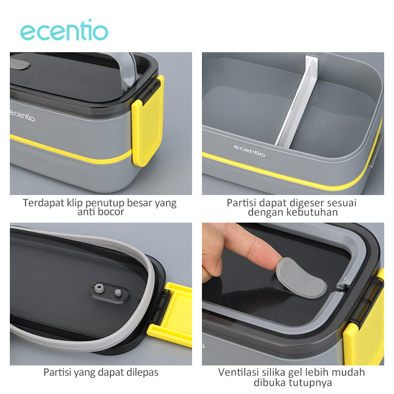 ecentio Lunch Box Set Double Layers Kotak Makan Tas Bekal Makanan Waterproof Anti Bocor Kotak Makan