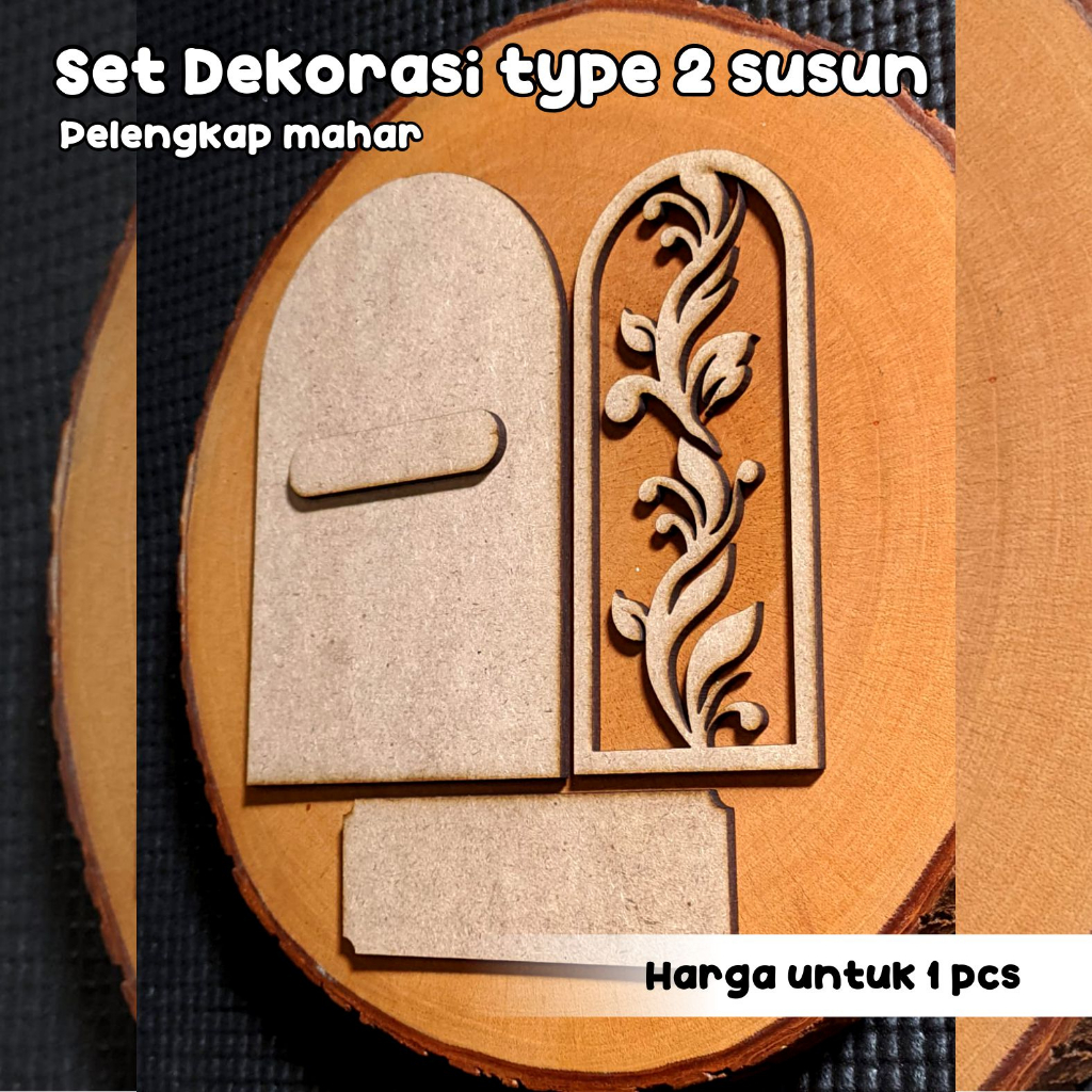 SET DEKORASI TYPE 2 SUSUN PELENGKAP HIASAN MAHAR BAHAN MDF