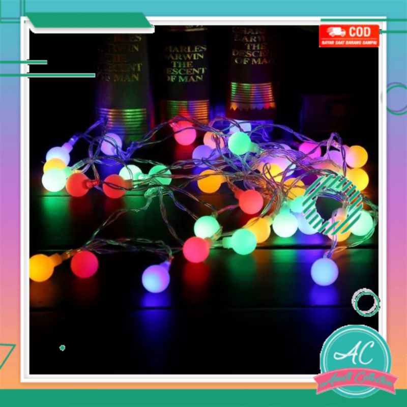 Lampu hias tumblr Bola Anggur LED kelap kelip warna warni dekorasi 17an pohon natal with sambungan