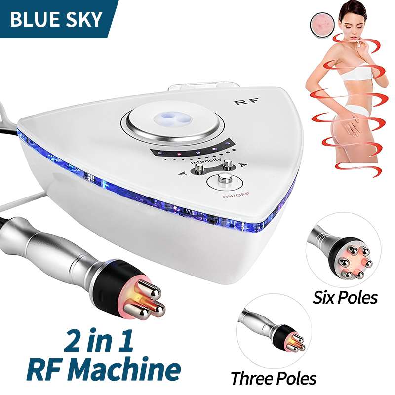 BLUE SKY Mini RF Wajah Badan Mengencangkan Kulit Alat Kecantikan 3 Polar 6 Polar Radio Frequency Lemak Sel membakar Menghilangkan Kerutan Kantung Mata