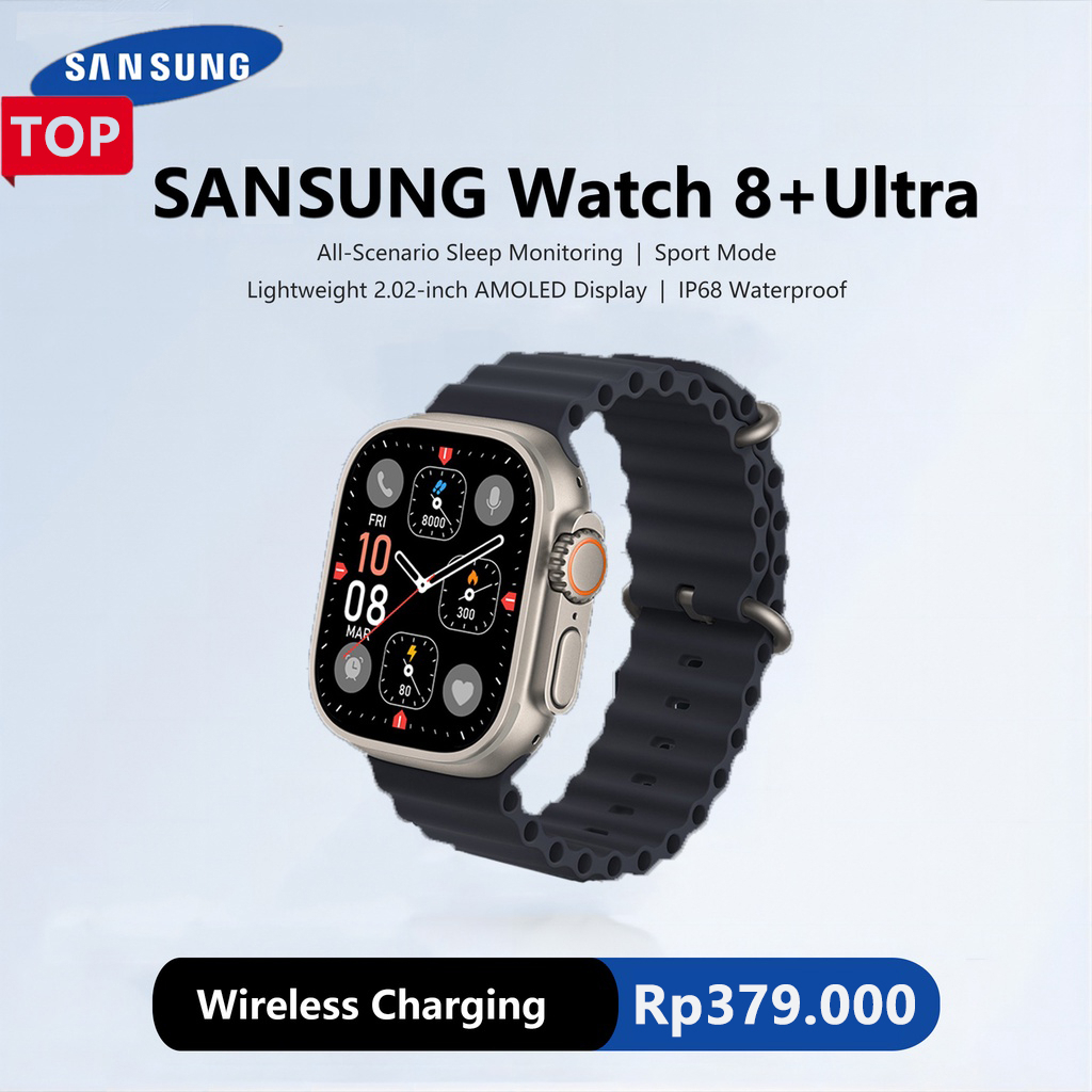 ORI Smart Watch Samsung Watch 8+ Ultra 2.02" AMOLED Screen Jam Tangan Pria Wanita Sport Jam Olahraga