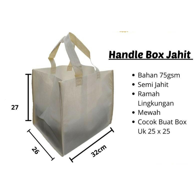 

Tas Kain Spunbond Handle Box Jahit / Tas nasi kotak Uk. 32x27