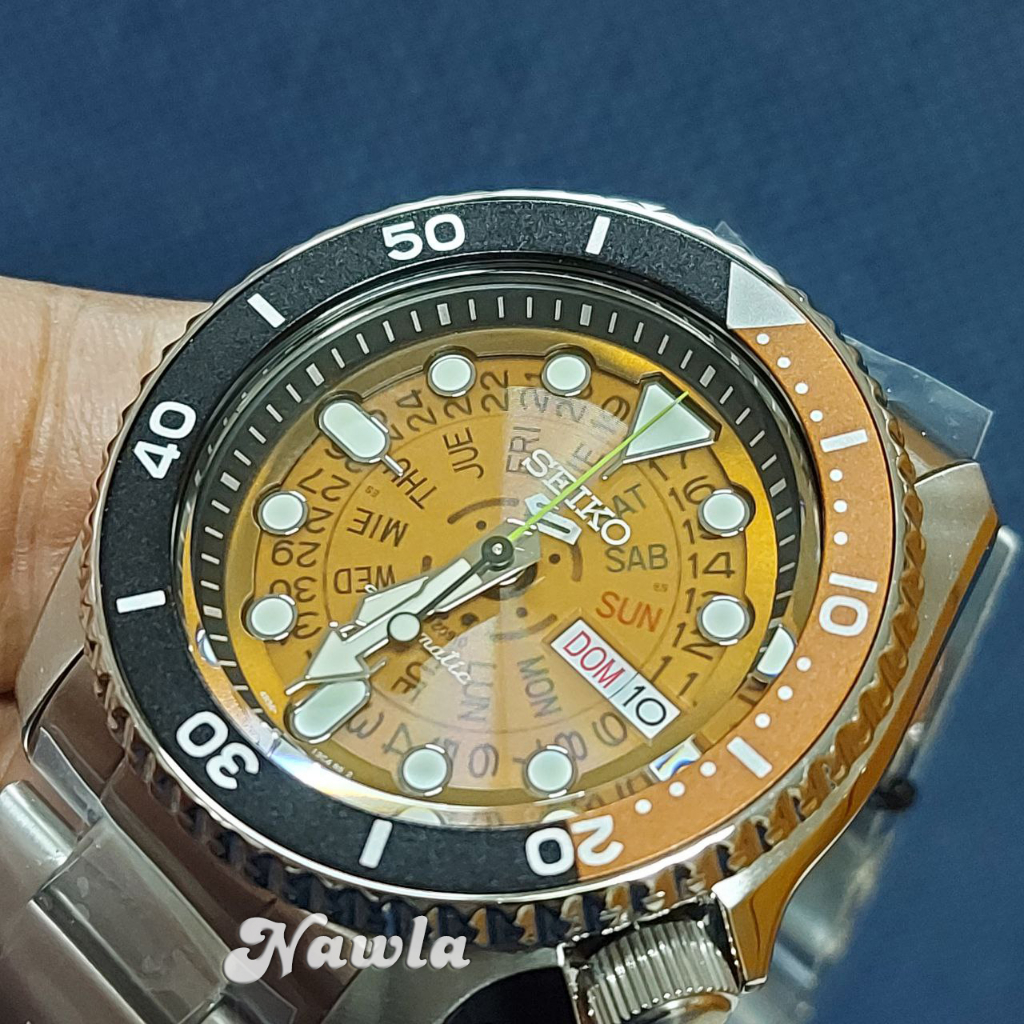 Seiko 5 Sports SRPJ47K1 Skeleton Orange - Jam Tangan Pria SRPJ47