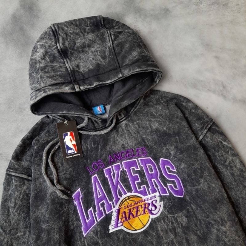 SWEATER HOODIE LAKERS NBA HITAM BORDIR PREMIUM FULLTAG &amp; LEBEL PREMIUM