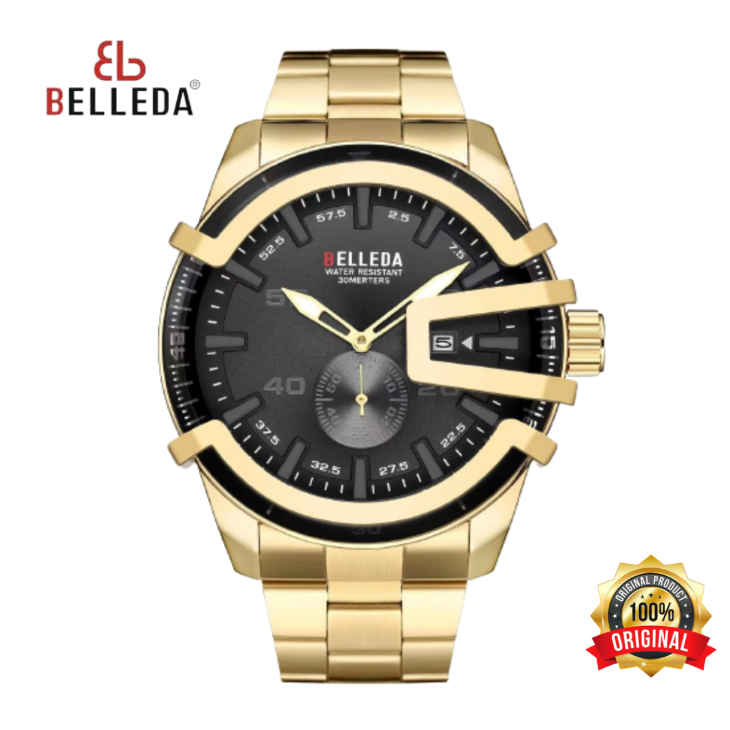 BELLEDA 9371 RANTAI Jam Tangan Pria Anti Air Cowok Men Watches Original Waterproof Stainless Steel