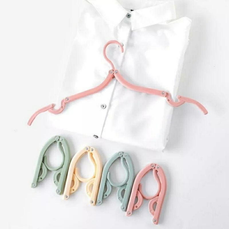 AS Hanger Lipat Gantungan Baju Centelan Jemuran Pakaian Baju Syal Hijab Foldable Hangers For Travel Portable Sebaguna Travelling