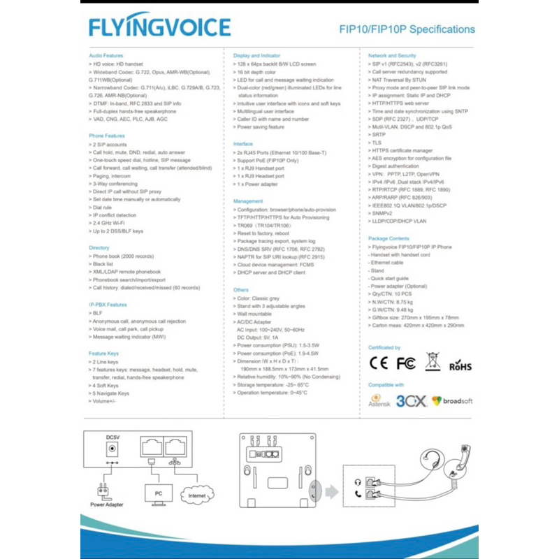 IP PHONE FLYING VOICE FIF10P POE Wifi Voip Ipphone Flyingvoice Garansi